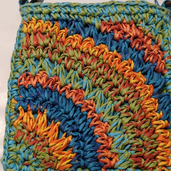 Cappelli Colorful Straw Woven Rainbow Crossbody Purse Bag Boho - Picture 6 of 11